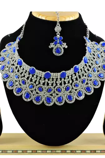 Blue designer function wear ad necklace set