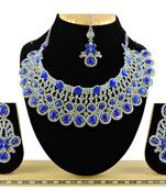 Blue designer function wear ad necklace set