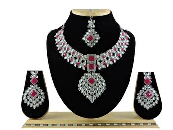 Red designer function wear ad necklace set 1