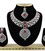 Red designer function wear ad necklace set
