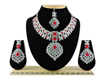 Red designer function wear ad necklace set 1