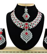 Red designer function wear ad necklace set