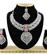 Pink designer function wear ad necklace set
