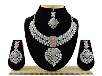 Orange designer function wear ad necklace set 1
