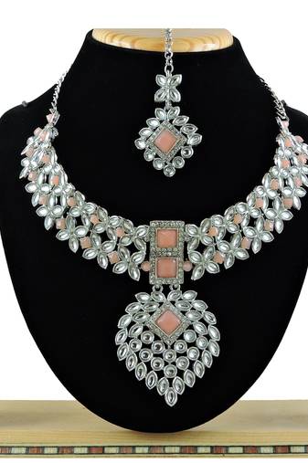Orange designer function wear ad necklace set