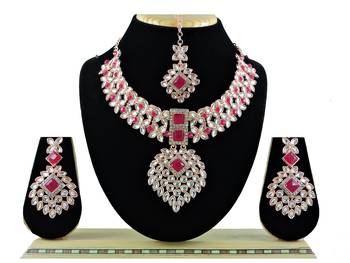 Red designer function wear ad necklace set 1