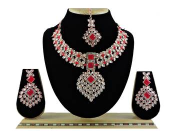 Red designer function wear ad necklace set 1