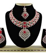 Red designer function wear ad necklace set