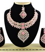 Pink designer function wear ad necklace set