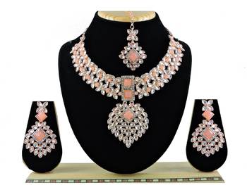 Orange designer function wear ad necklace set 1