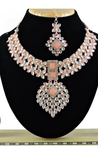 Orange designer function wear ad necklace set