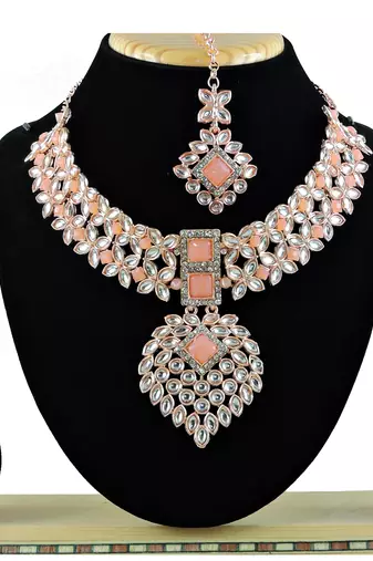 Orange designer function wear ad necklace set