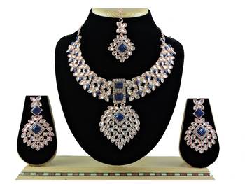 Blue designer function wear ad necklace set 1