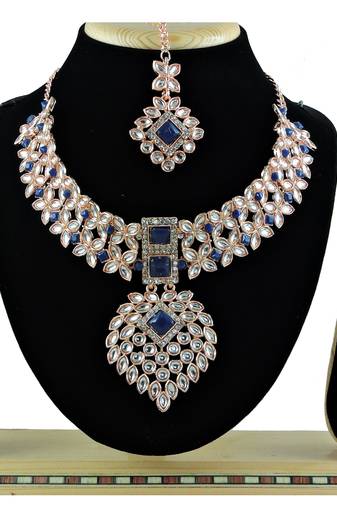 Blue designer function wear ad necklace set