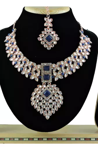 Blue designer function wear ad necklace set