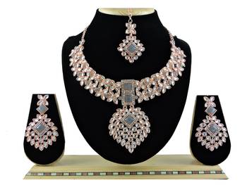 Grey designer function wear ad necklace set 1