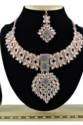Grey designer function wear ad necklace set