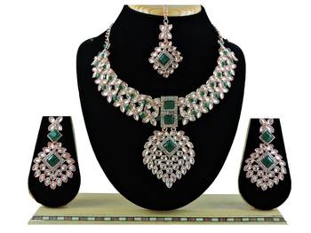 Green designer function wear ad necklace set 1
