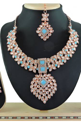 Turquoise designer function wear ad necklace set
