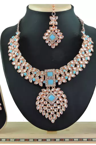 Turquoise designer function wear ad necklace set