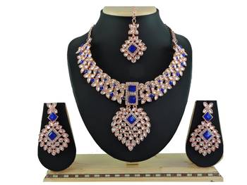 Blue designer function wear ad necklace set 1