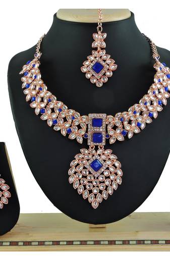 Blue designer function wear ad necklace set