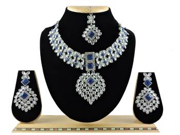 Blue designer function wear ad necklace set 1