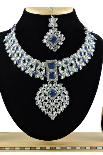 Blue designer function wear ad necklace set