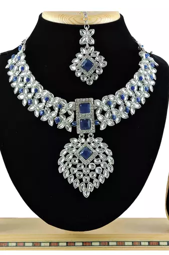 Blue designer function wear ad necklace set