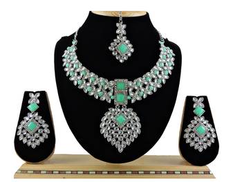 Green designer function wear ad necklace set 1