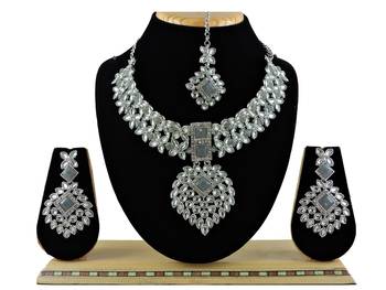 Grey designer function wear ad necklace set 1