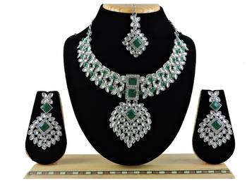 Green designer function wear ad necklace set 1
