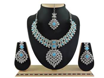 Turquoise designer function wear ad necklace set 1