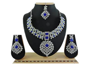 Blue designer function wear ad necklace set 1