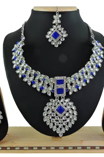 Blue designer function wear ad necklace set