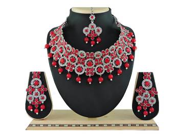 Red designer function wear ad necklace set 1