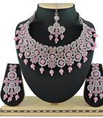 Pink designer function wear ad necklace set