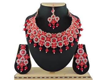 Red designer function wear ad necklace set 1