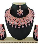 Pink designer function wear ad necklace set