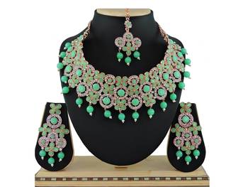 Green designer function wear ad necklace set 1