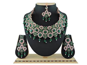 Green designer function wear ad necklace set 1