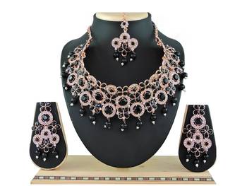 Black designer function wear ad necklace set 1