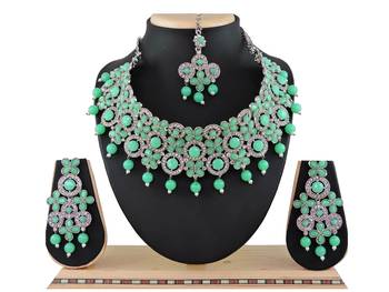 Green designer function wear ad necklace set 1