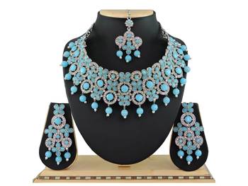 Turquoise designer function wear ad necklace set 1