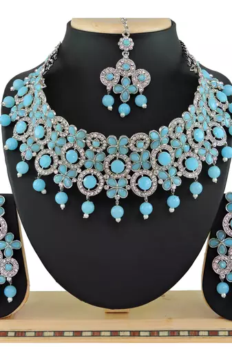 Turquoise designer function wear ad necklace set