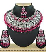 Red designer function wear ad necklace set