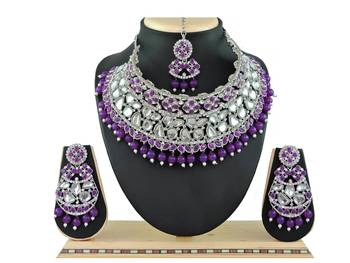 Purple designer function wear ad necklace set 1