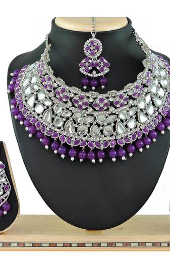 Purple designer function wear ad necklace set