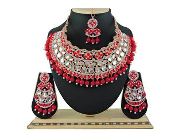 Red designer function wear ad necklace set 1