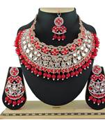 Red designer function wear ad necklace set